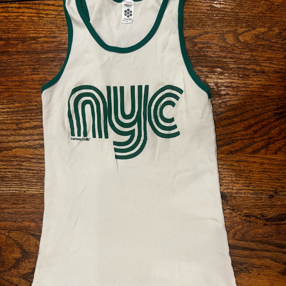 American Apparel White Tank with Green Trim
